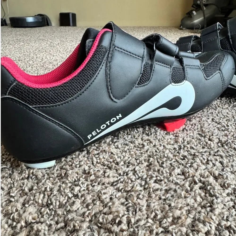 Peloton Cycling Shoes Size 44 Black Pink Hook Loop Indoor Bike Road Cycling